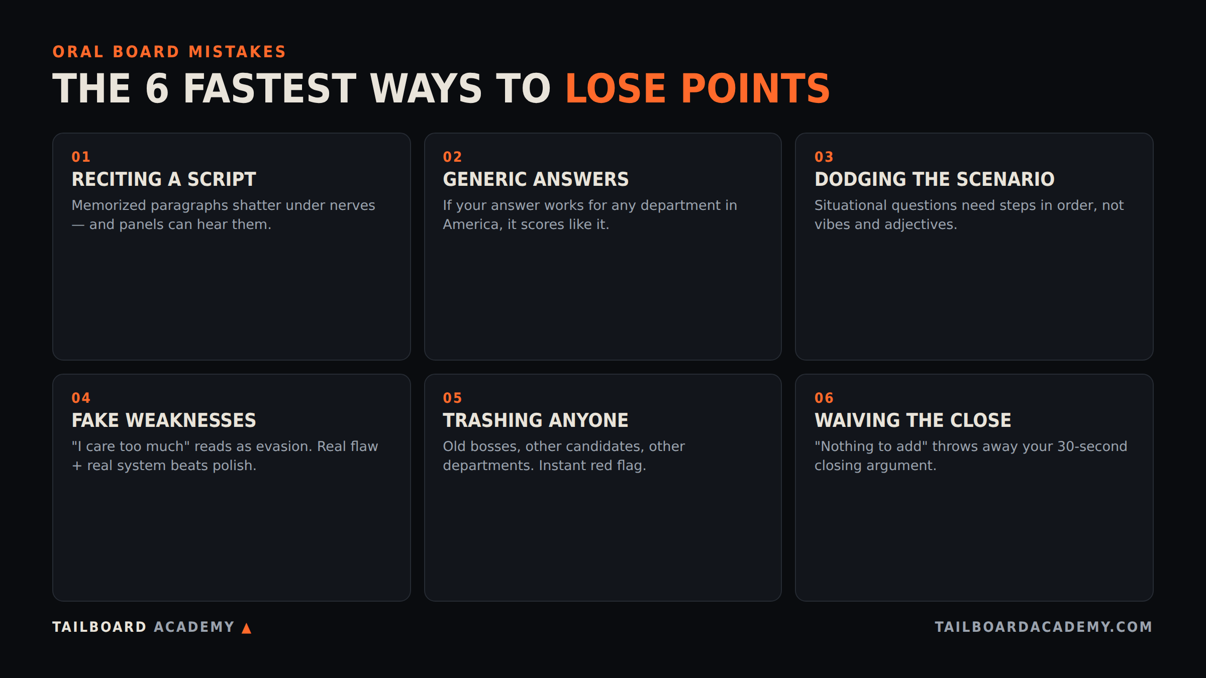 Infographic: the six fastest ways to lose points on a firefighter oral board